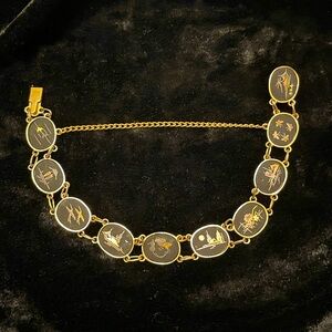 Vintage Damascene 10 Panel Bracelet 7.5” K24